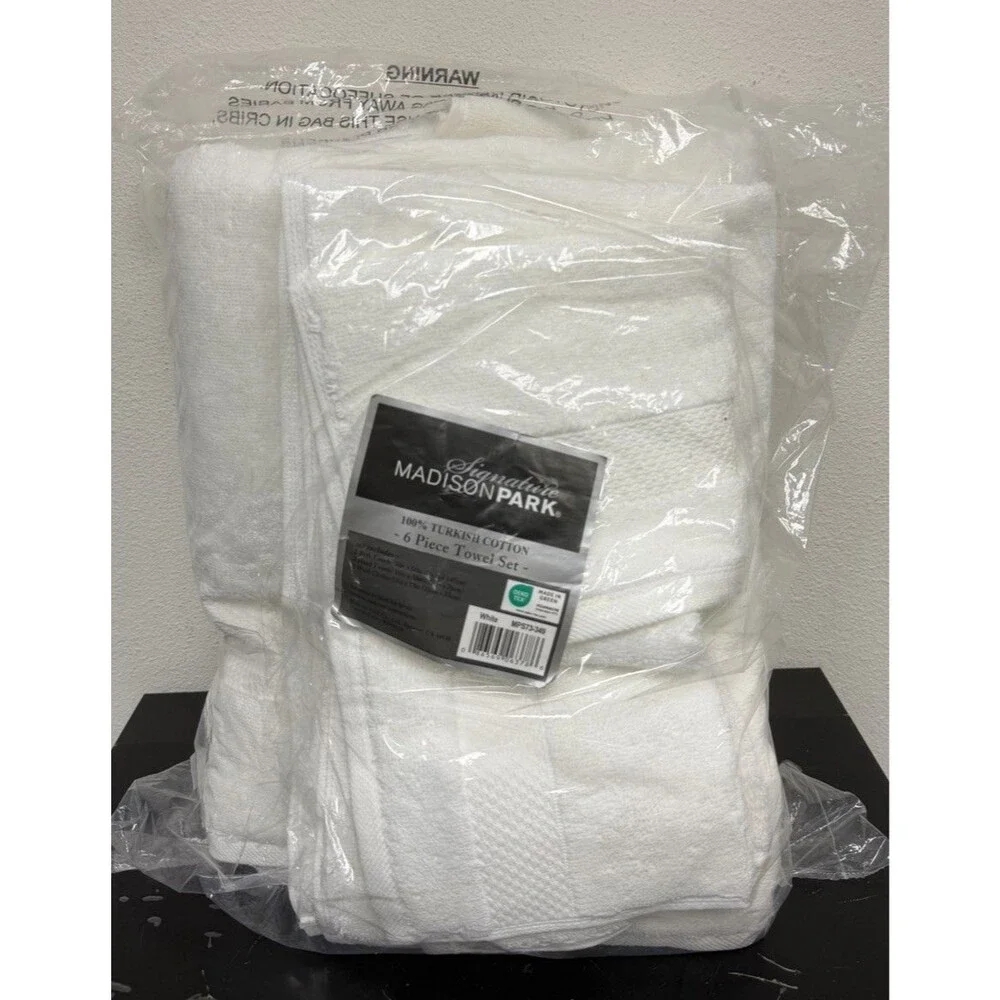 Madison Park Signature White Turkish Cotton 6-Pc Bath Towel Set